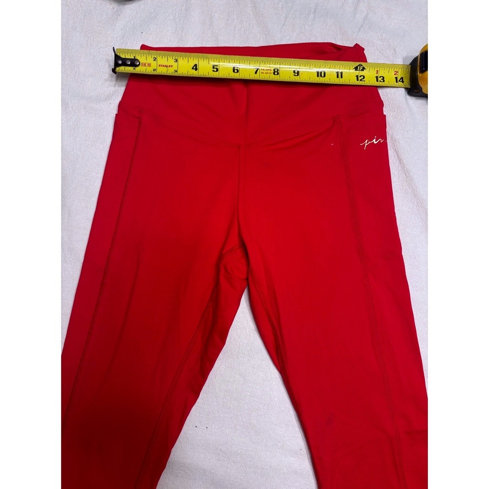 Pink Victoria's Secret Active Leggings Red High Waist Side Pockets Small - Picture 3 of 6